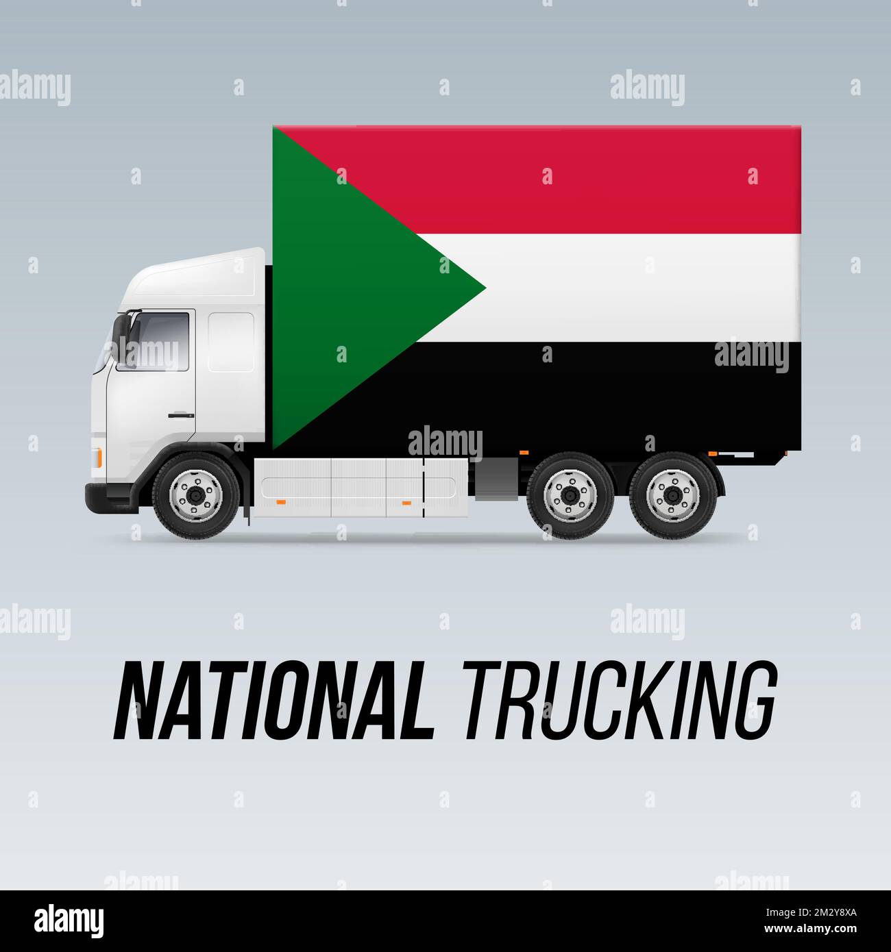 Symbole de camion de livraison nationale avec drapeau du Soudan. Icône du camionnage national et drapeau soudanais Illustration de Vecteur