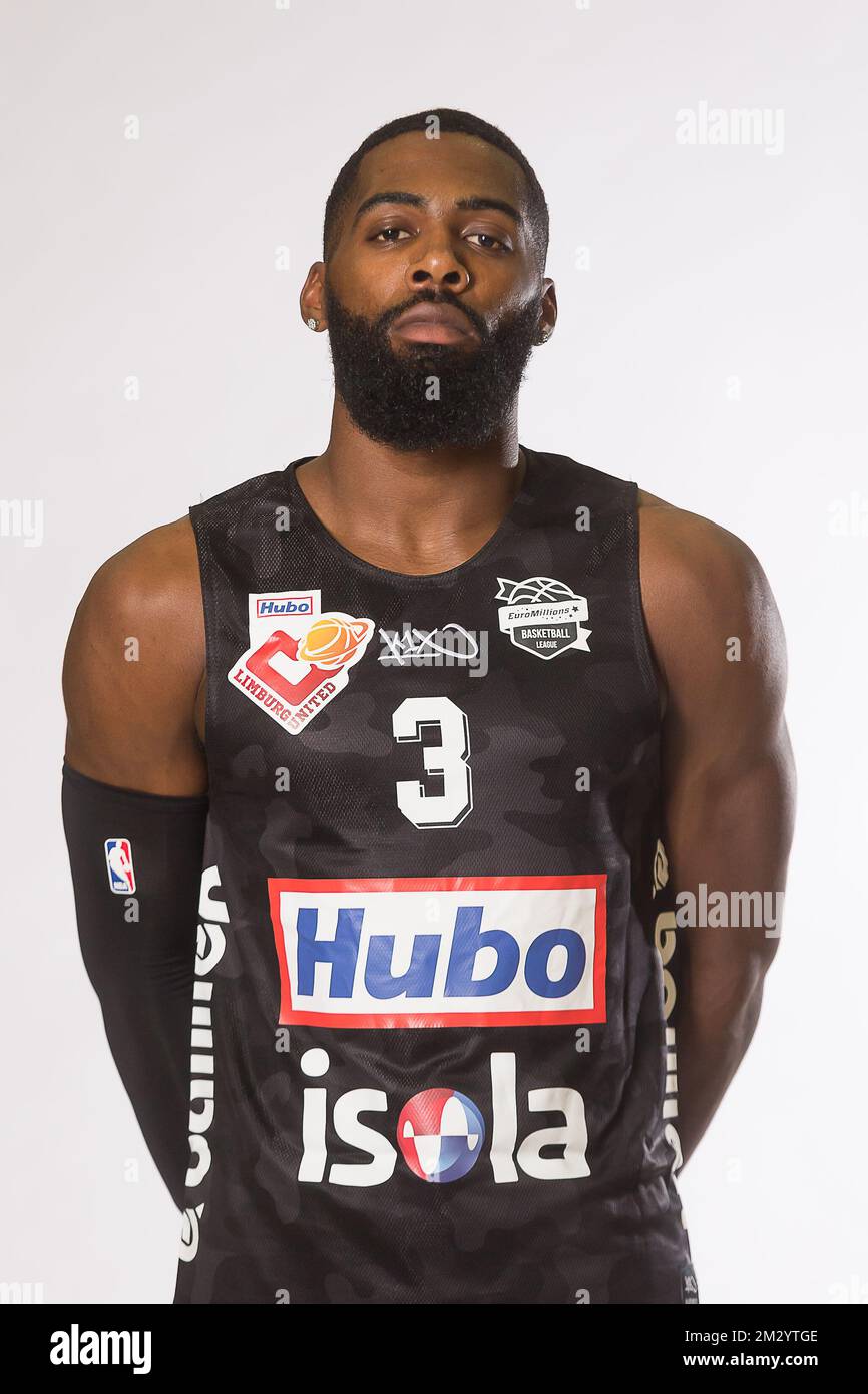 Wilson-Frame Jared de Hasselt pose à un photoshop de l'équipe belge de basket-ball Hubo Limburg United, en prévision de la 2019-2020 EuroMillions League, le lundi 02 septembre 2019 à Hasselt. BELGA PHOTO JAMES ARTHUR GEKIERE Banque D'Images