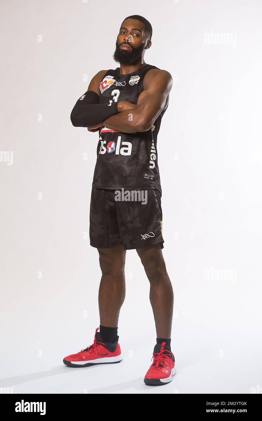 Wilson-Frame Jared de Hasselt pose à un photoshop de l'équipe belge de basket-ball Hubo Limburg United, en prévision de la 2019-2020 EuroMillions League, le lundi 02 septembre 2019 à Hasselt. BELGA PHOTO JAMES ARTHUR GEKIERE Banque D'Images