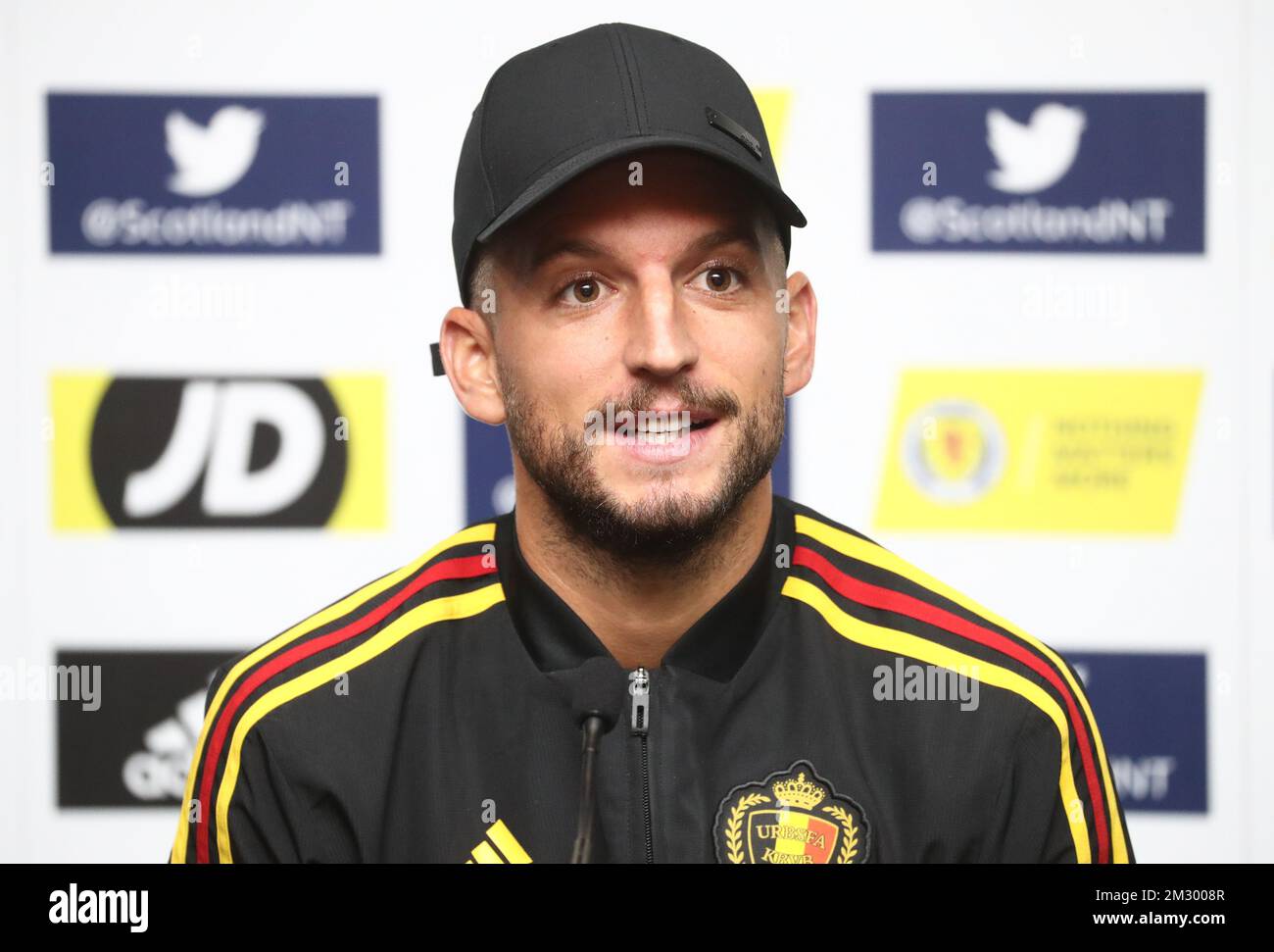 Les Dries Mertens de Belgique photographiées lors d'une conférence de presse de l'équipe nationale belge les Red Devils au stade Hampden Park à Glasgow, en Écosse, le dimanche 08 septembre 2019. L'équipe se prépare pour l'Euro 2020, contre l'Ecosse lundi prochain. BELGA PHOTO VIRGINIE LEFOUR Banque D'Images