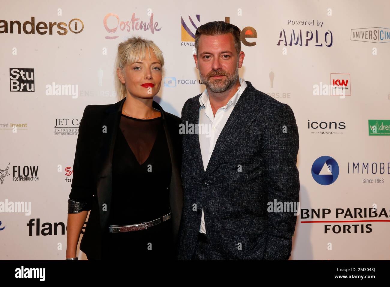 Acteur Geert Van Rampelberg photographié lors de la cérémonie de remise des prix du film flamand des ensorts le jour de clôture de l'édition 13th du festival du film d'Ostende, samedi 14 septembre 2019. BELGA PHOTO NICOLAS MATERLINCK Banque D'Images