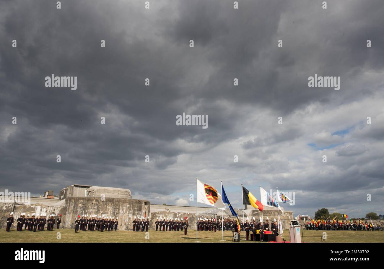 Illustration prise lors des commémorations du 75th anniversaire de la libération du fort de Breendonk, mercredi 18 septembre 2019, à Breendonk, Puurs. BELGA PHOTO BENOIT DOPPAGNE Banque D'Images