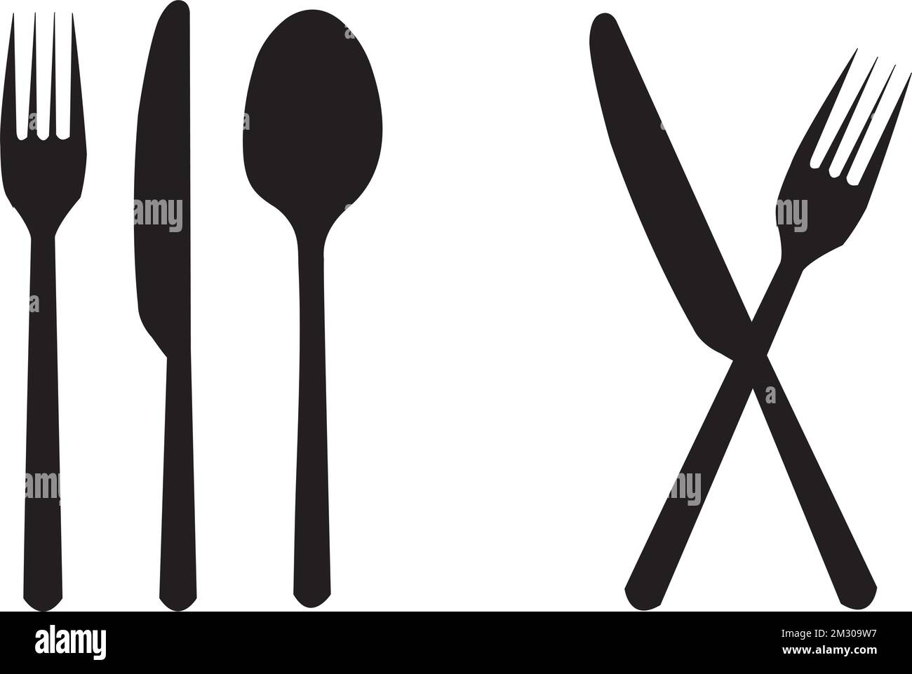 Les couverts et les enseignes du restaurant sont sur fond blanc Illustration de Vecteur