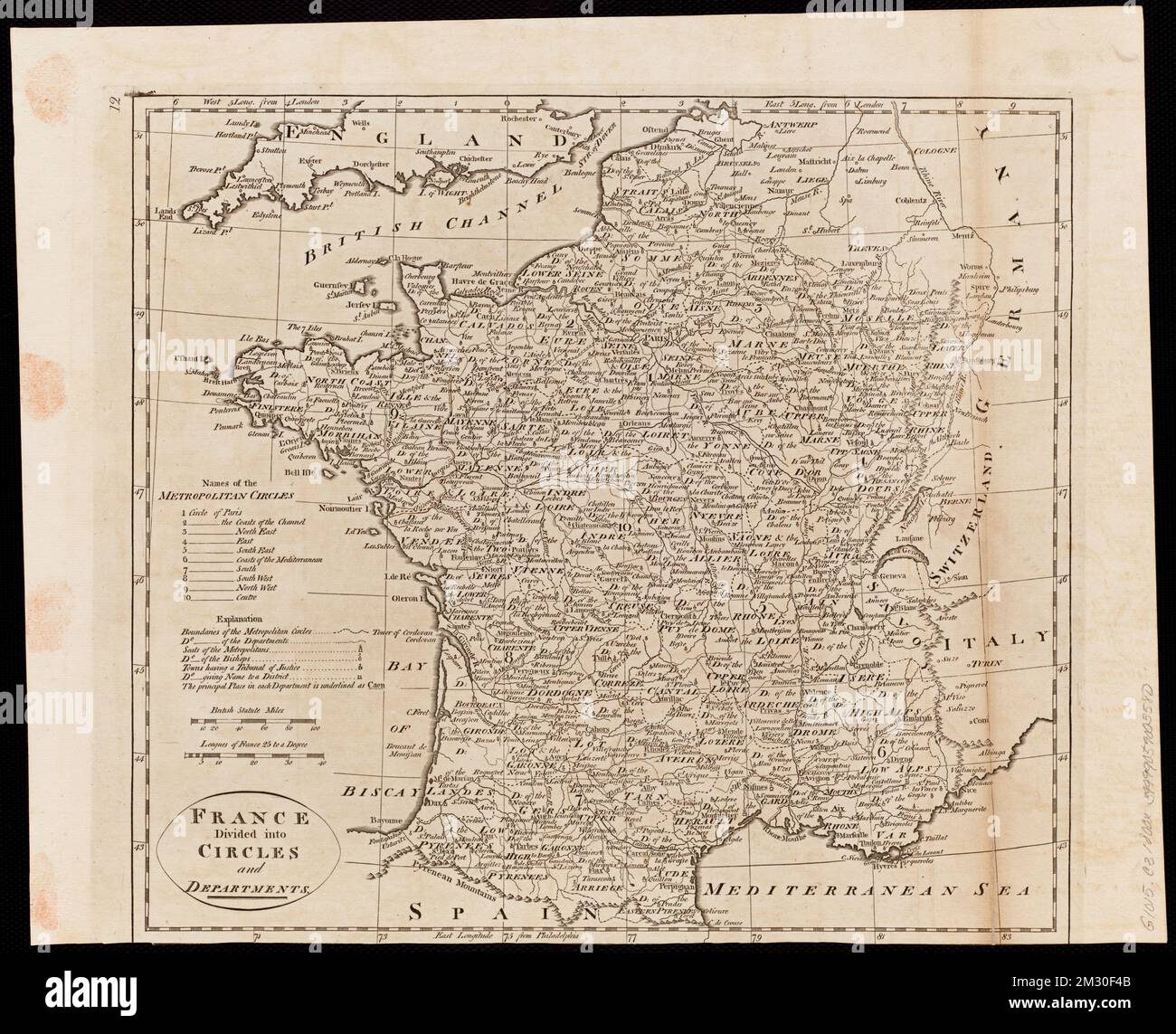 France divisée en cercles et départements , France, cartes Norman B. Leventhal Map Centre Collection Banque D'Images
