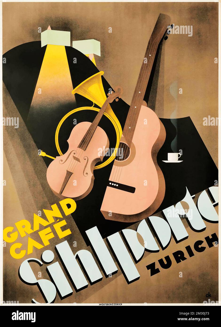 Affiche publicitaire vintage - GRAND CAFE SIHLPORTE, Zürich 1933 - affiche suisse Banque D'Images