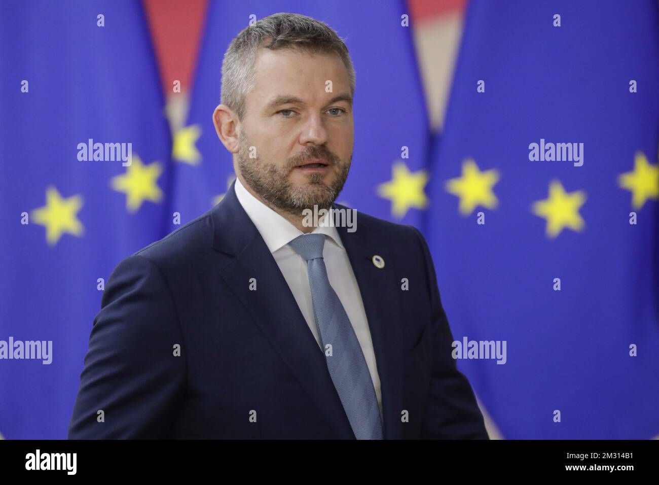 République slovaque Premier ministre Peter Pellegrini photographié lors de la première journée de la réunion au sommet de l'UE, le jeudi 17 octobre 2019, au siège de l'Union européenne à Bruxelles. BELGA PHOTO THIERRY ROGE Banque D'Images