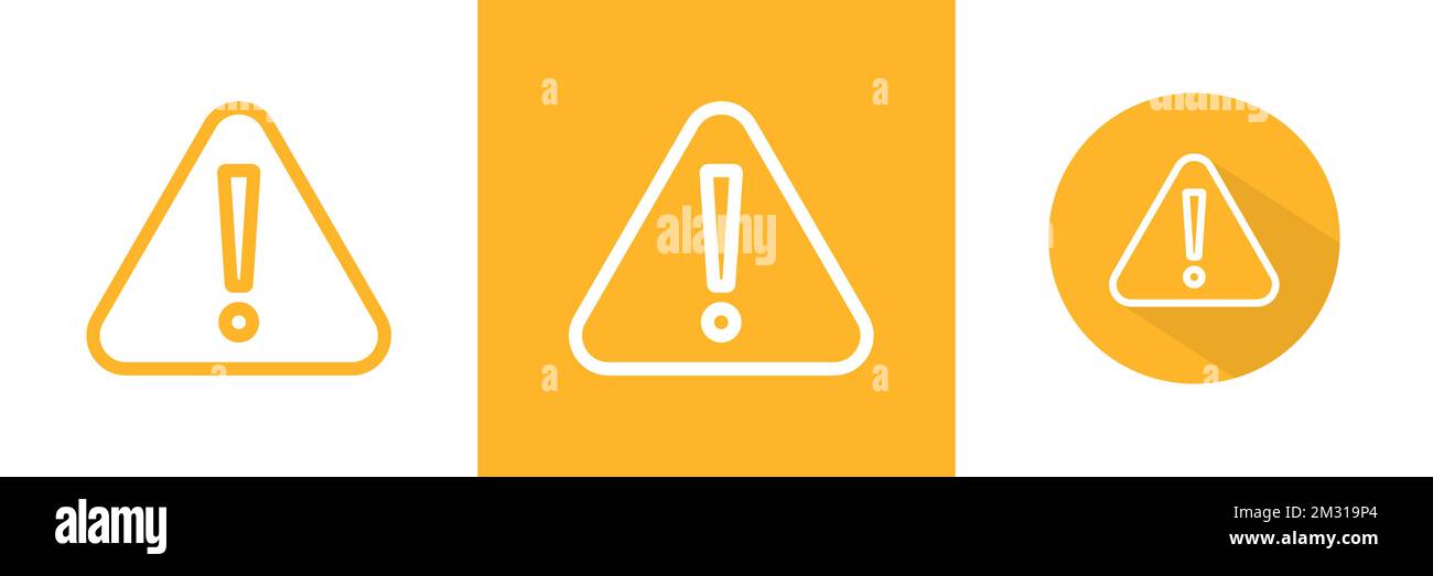 Avertissement : illustration du vecteur d'icône jaune ombré à ligne plate Illustration de Vecteur