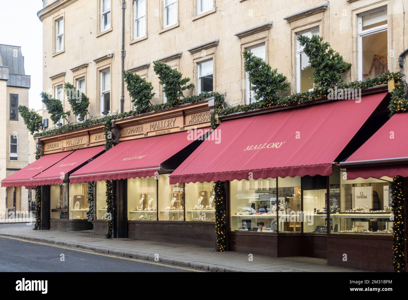 Mallory Jewelers à Noël - Une entreprise familiale depuis plus de 100 ans, Bath, Angleterre, Royaume-Uni Banque D'Images