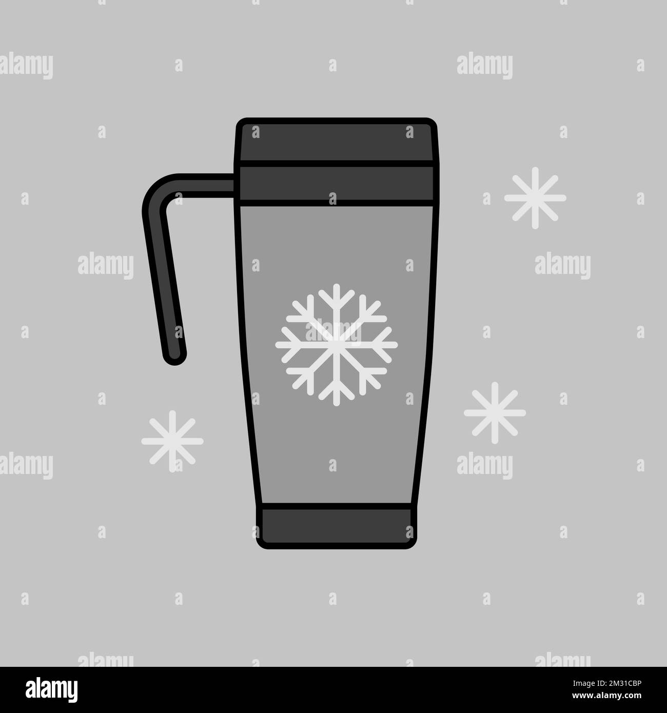 Icône d'échelle de gris isolée vecteur Thermo CUP de voyage. Panneau hiver. Symbole graphique pour la conception, le logo, l'application, l'interface utilisateur du site Web et des applications de voyage et de tourisme Illustration de Vecteur