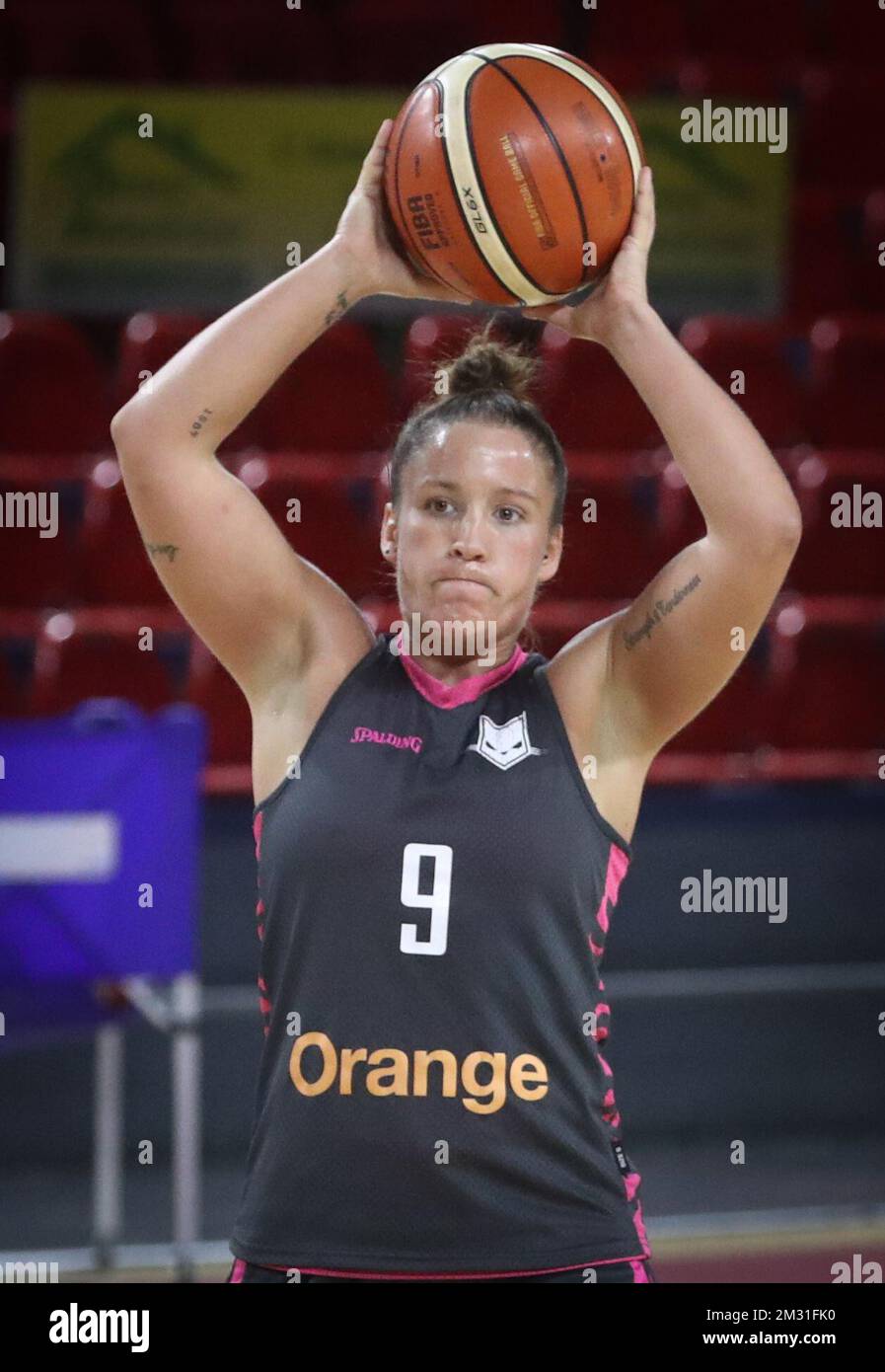 Cats belges Marjorie Carpreaux en action lors d'une session d'entraînement avant le match de qualification pour les championnats européens, entre les Cats belges et l'équipe nationale d'Ukraine, à Charleroi, Belgique, lundi 11 novembre 2019. BELGA PHOTO VIRGINIE LEFOUR Banque D'Images