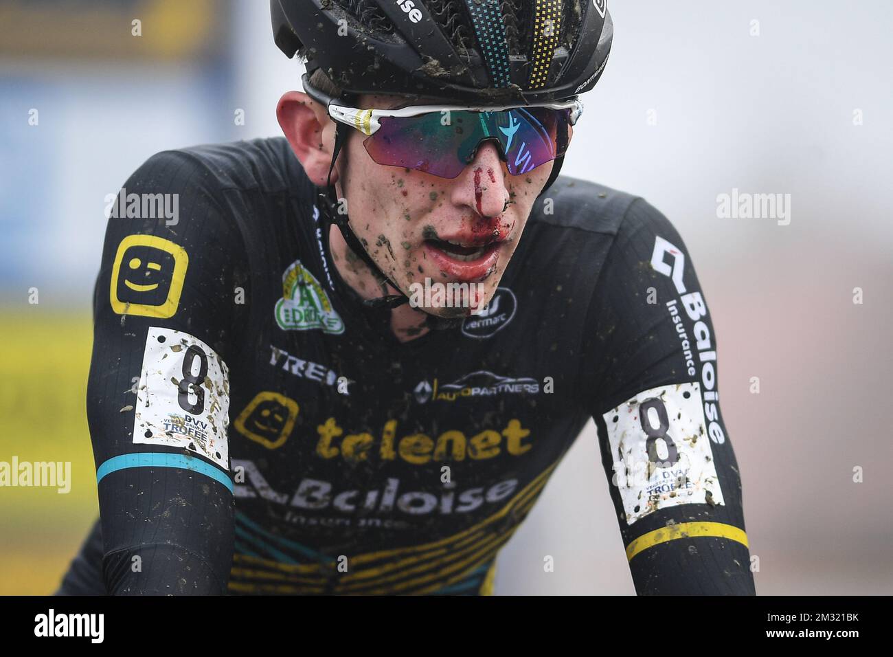 Le Belge Yentl Bekaert franchit la ligne d'arrivée à la course U23 du GP Sven Nys, la sixième étape du concours DVV Trophy Cyclocross, mercredi 01 janvier 2020 à Baal, Belgique. BELGA PHOTO DAVID STOCKMAN Banque D'Images