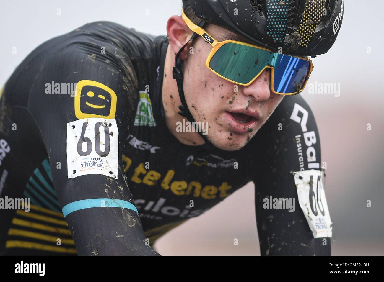 Le Belge Andreas Goeman franchit la ligne d'arrivée à la course U23 du GP Sven Nys, la sixième étape du concours DVV Trophy Cyclocross, mercredi 01 janvier 2020 à Baal, Belgique. BELGA PHOTO DAVID STOCKMAN Banque D'Images