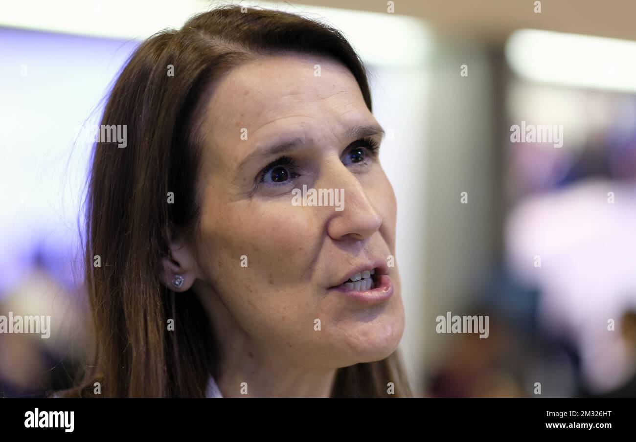 Le Premier ministre belge Sophie Wilmes en photo lors de la réunion du Forum économique mondial 2020 à Davos, Suisse, le mardi 21 janvier 2020. La réunion annuelle a lieu du 21 au 24 janvier avec les chefs de gouvernement et les dirigeants économiques. BELGA PHOTO ERIC LALMAND Banque D'Images