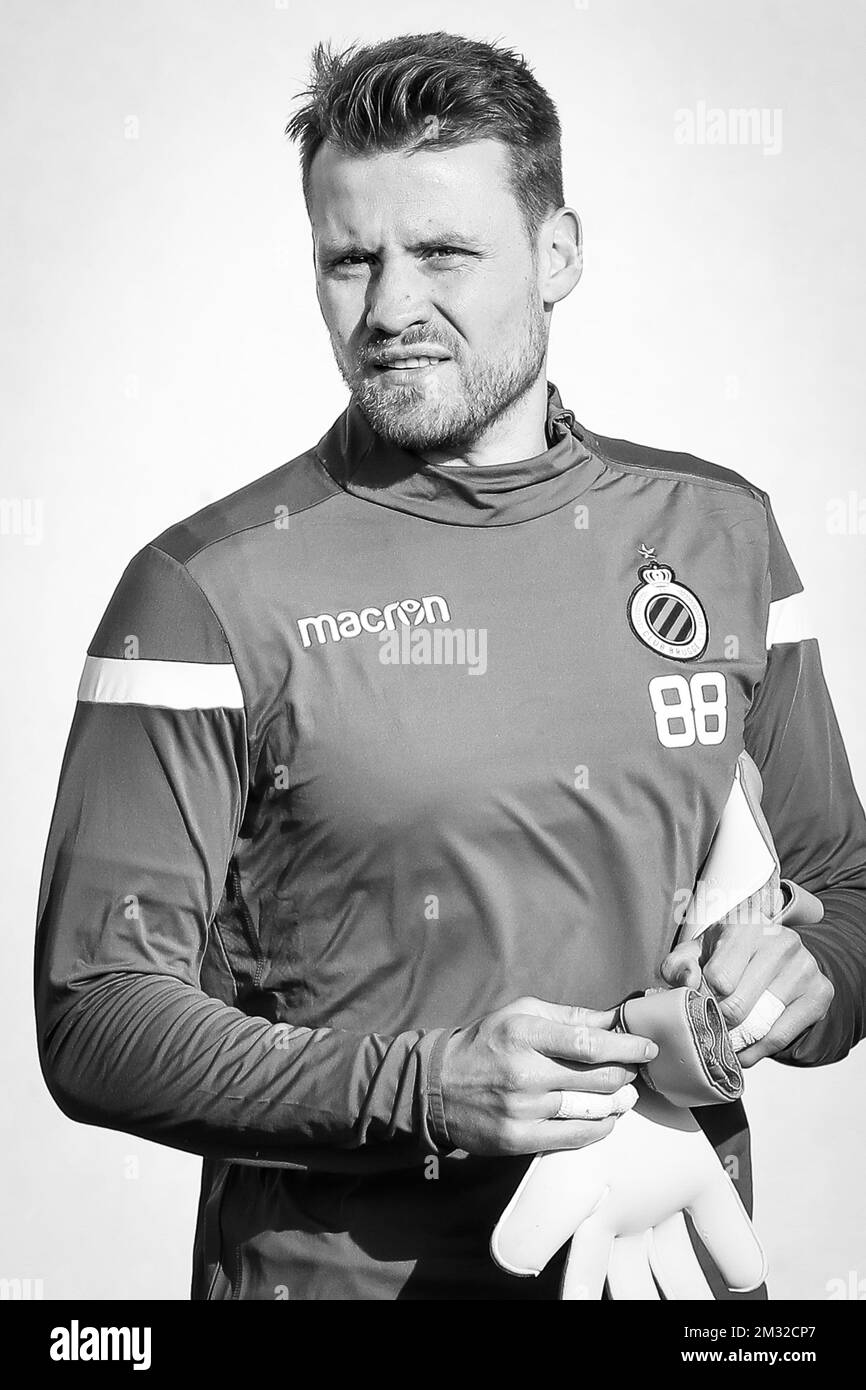 Simon Mignolet, gardien de but du club, photographié lors d'une session d'entraînement du club belge de football Club Brugge, à Bruges, le mercredi 19 février 2020. Demain Brugge rencontrera le club anglais Manchester United dans les finales 1/16 de l'UEFA Europa League. BELGA PHOTO BRUNO FAHY Banque D'Images