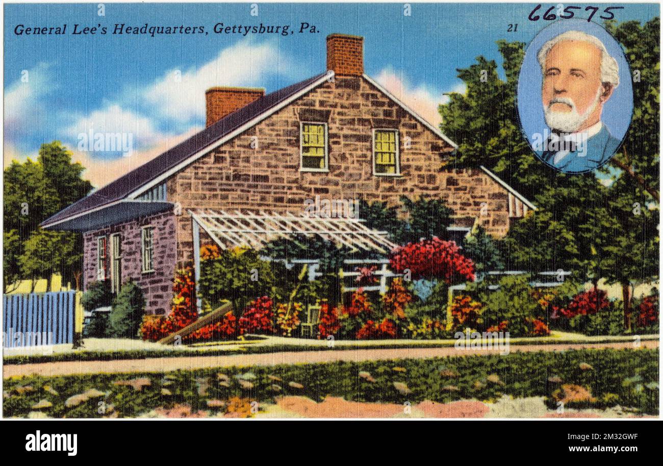 Siège social du général Lee, Gettysburg, Pennsylvanie. , Bâtiments historiques, Maisons, Collection de frères Tichnor, cartes postales des États-Unis Banque D'Images