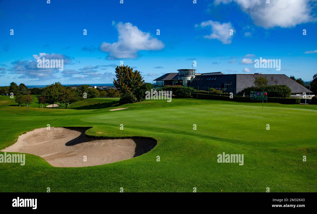 Clandeboye Golf Club 18th Green, Bangor, Irlande du Nord Banque D'Images