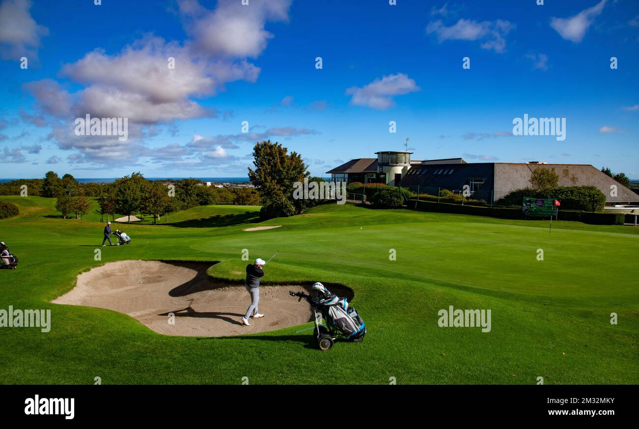 Clandeboye Golf Club 18th Green, Bangor, Irlande du Nord Banque D'Images