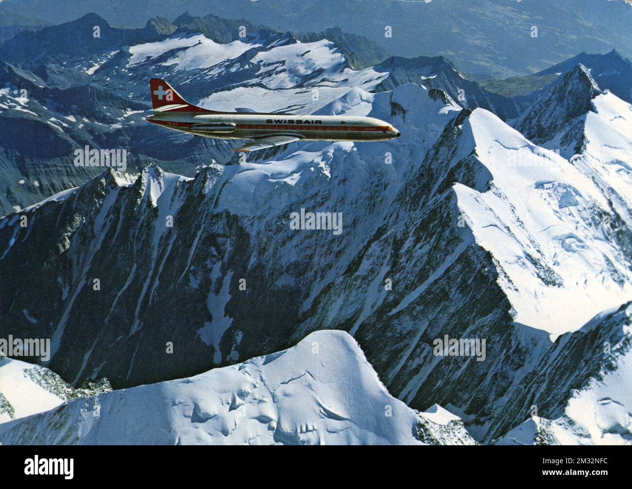 Aeroplani - Sud Aviation Caravelle (Swiss Air) è stato un aereo a reazione per il corto raggio di fabricazione francese. Banque D'Images