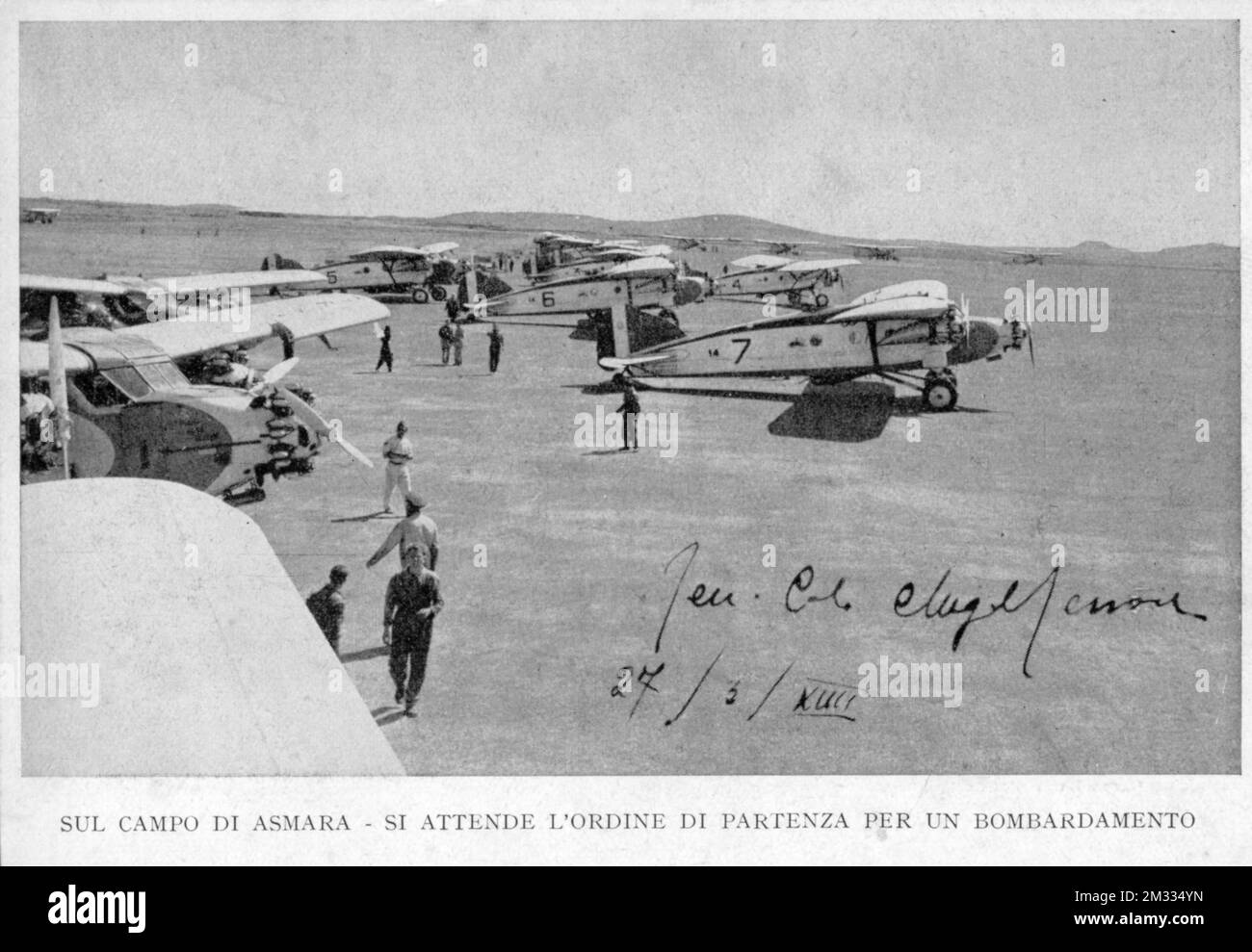 Aeroplani - 83ª Squadriglia da caccia dell'Aeronautica militare e della 15ª Squadriglia da Bombardamento Caproni della Regia aeronautica, che partecipò alla Guerra d'Etiopia (1935-1936) sotto il comando di Galeazzo Ciano (2) Banque D'Images