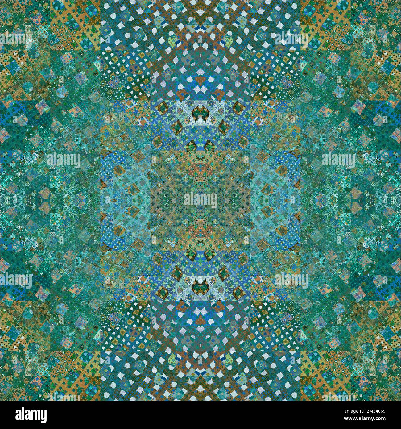 Design de patchwork de Cottage généré par ordinateur dans des teintes vertes Banque D'Images