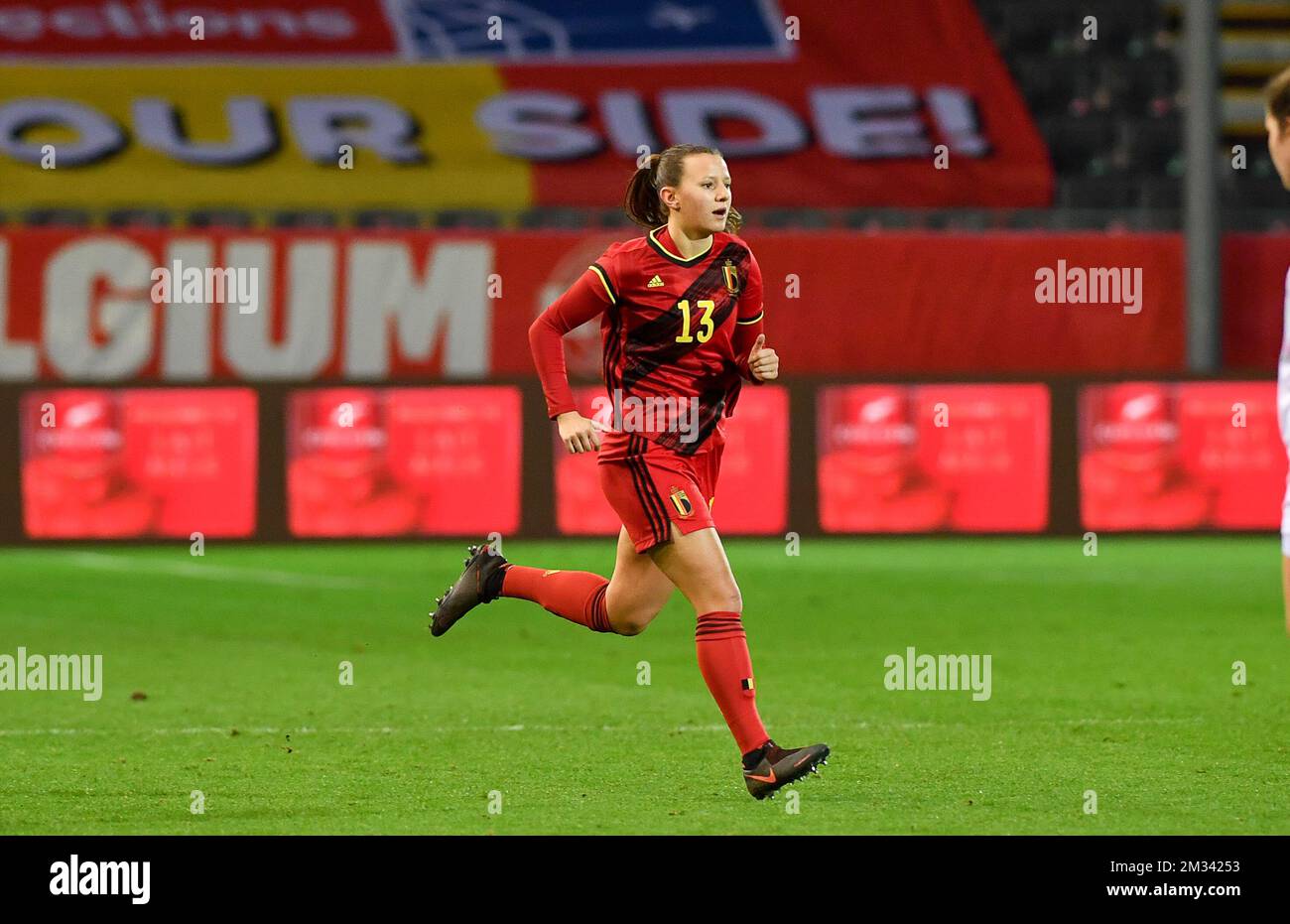 Hannah Eurlings de Belgique photographiée lors d'un match de football entre les flammes rouges de Belgique et la Suisse, le mardi 01 décembre 2020 à Heverlee, le dernier match de qualification pour les Championnats d'Europe Euro 2021 pour femmes. BELGA PHOTO DAVID CATRY Banque D'Images