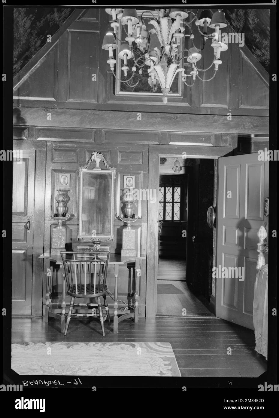 Gloucester, Beauport, salle Strawberry Hill, éléments architecturaux, chambres. Collection de négatifs photographiques Samuel Chamberlain Banque D'Images