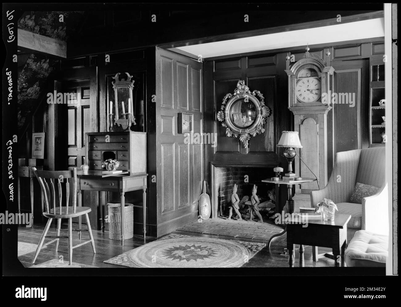 Gloucester, Beauport, salle Strawberry Hill, éléments architecturaux, chambres. Collection de négatifs photographiques Samuel Chamberlain Banque D'Images