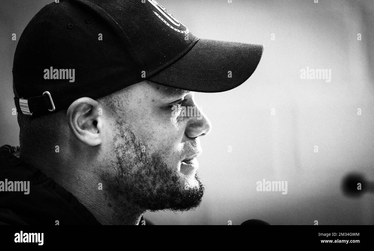 Vincent Kompany, entraîneur en chef d'Anderlecht, photographié lors d'une conférence de presse de l'équipe belge de football RSC Anderlecht à Bruxelles, le vendredi 26 février 2021, en prévision de leur prochain match du 28 e jour du championnat belge de football de la « Jupiler Pro League ». BELGA PHOTO VIRGINIE LEFOUR Banque D'Images