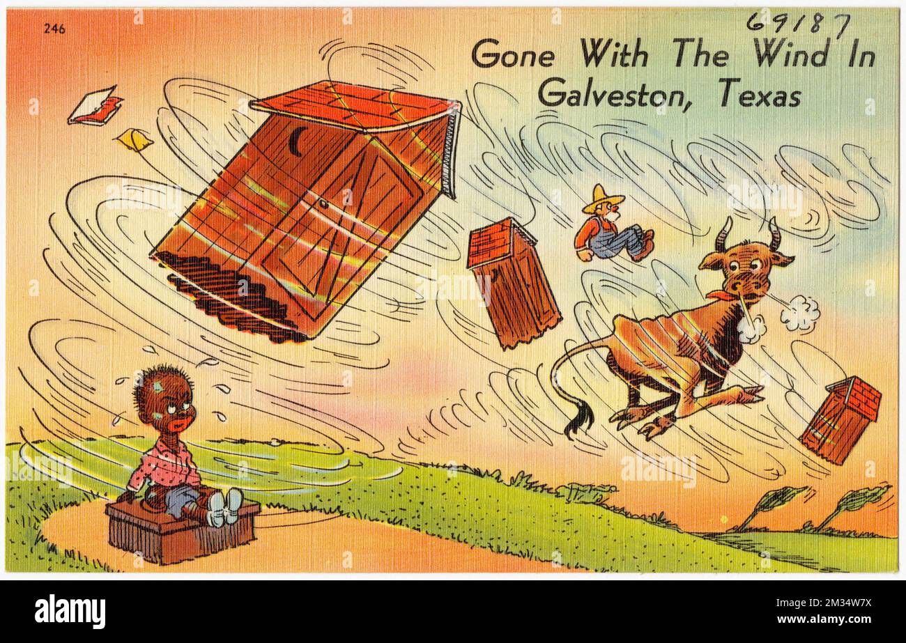 Parti avec le vent à Galveston, Texas , Tichnor Brothers Collection, cartes postales des États-Unis Banque D'Images