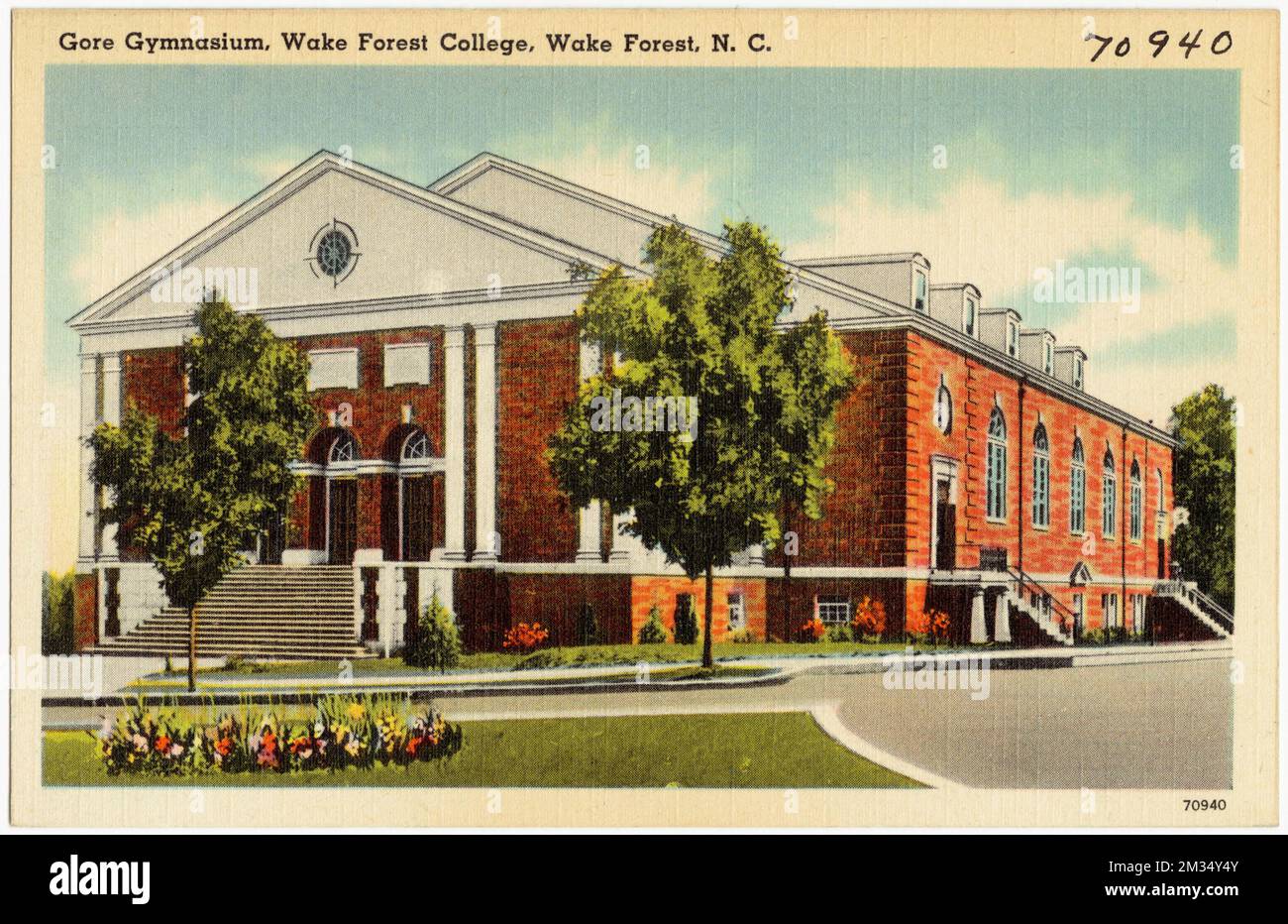 Gore Gymnasium, Wake Forest College, Wake Forest, N. C. , universités et collèges, Tichnor Brothers Collection, cartes postales des États-Unis Banque D'Images