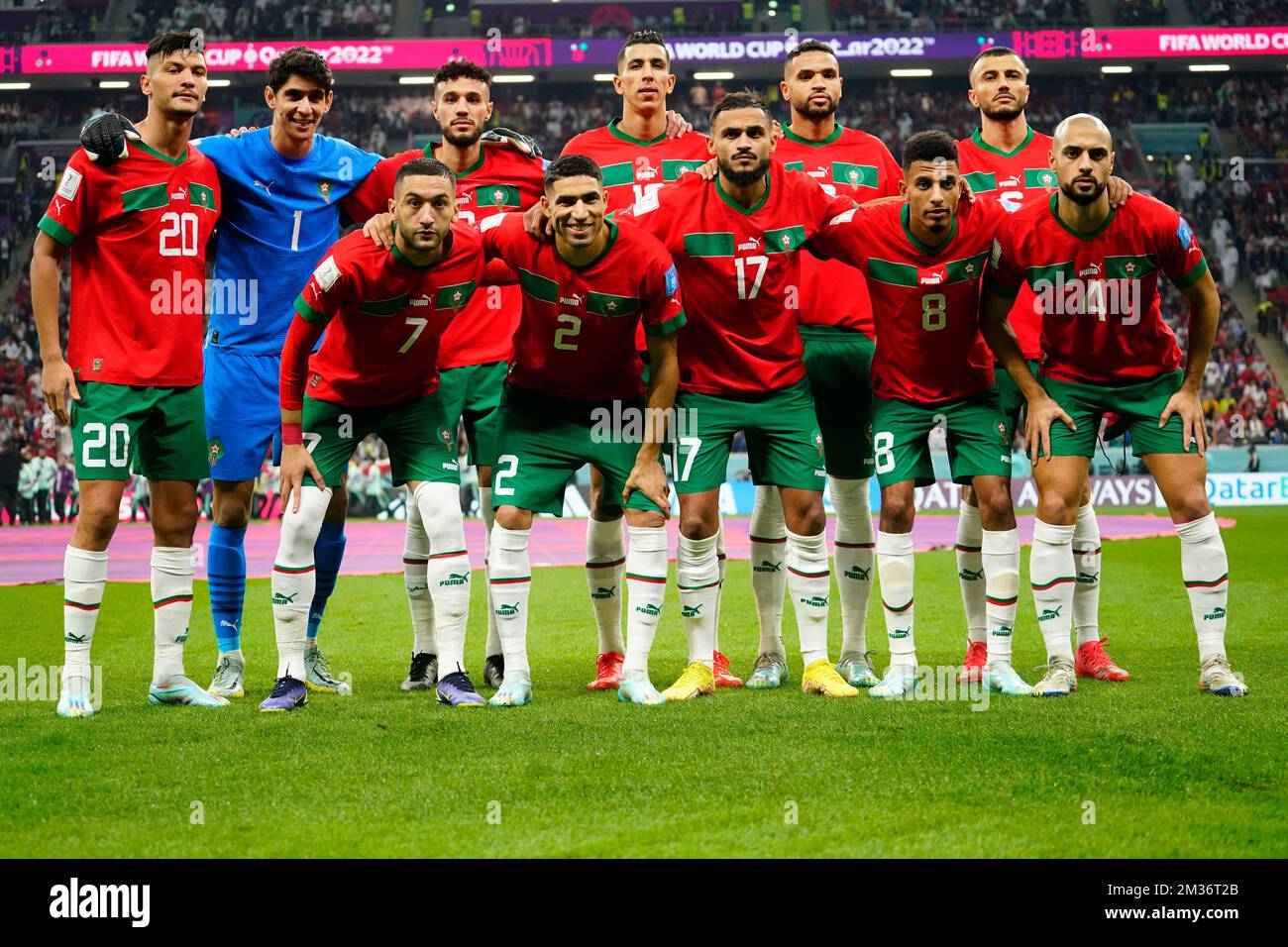 Morocco team group during the FIFA World Cup Qatar 2022 match, Semi-final  between Frtance and Morocco played at Al Bayt Stadium on Dec 14, 2022 in Al  Khor Qatar. (Photo by Bagu