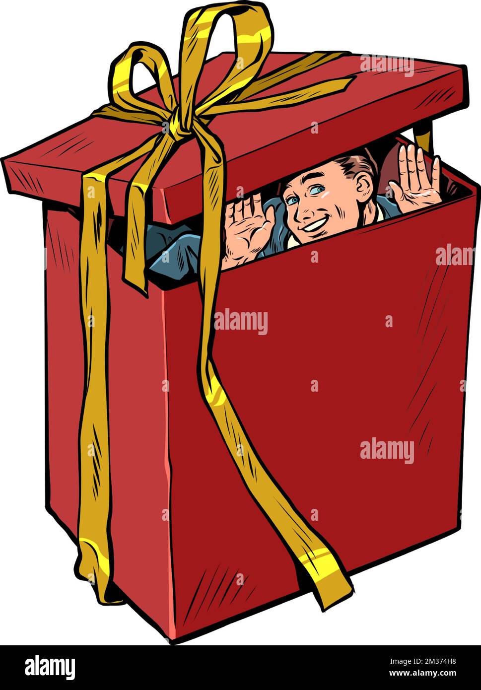 homme mari boîte cadeau rouge noël ou anniversaire. achat surprise, vente  de vacances Image Vectorielle Stock - Alamy