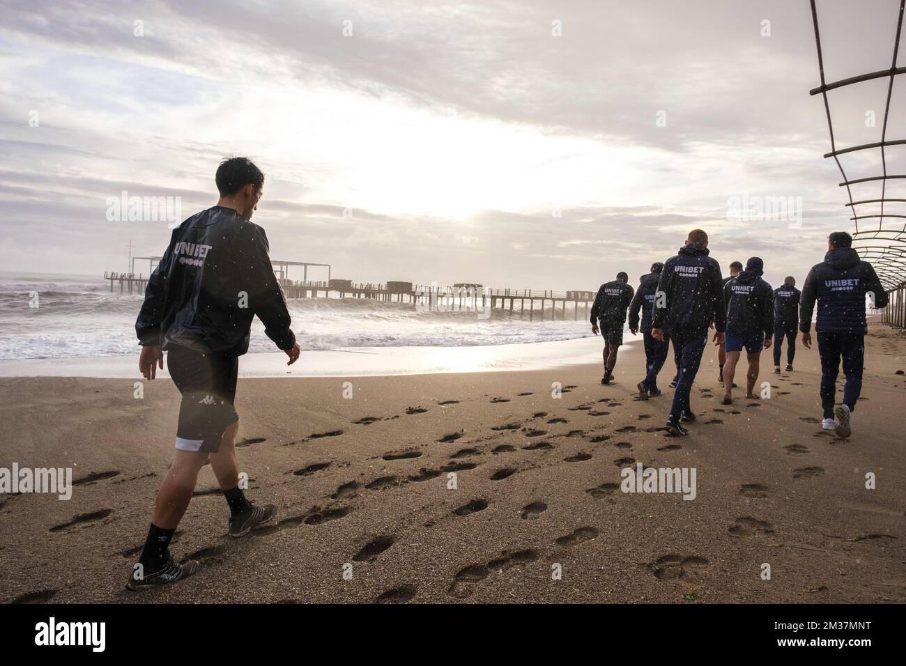 Ryota Morioka de Charleroi photographié lors d'une session d'entraînement au camp d'entraînement d'hiver de l'équipe belge de football Sporting Charleroi à Antalya, Turquie, lundi 10 janvier 2022. BELGA PHOTO NICOLAS LAMBERT Banque D'Images