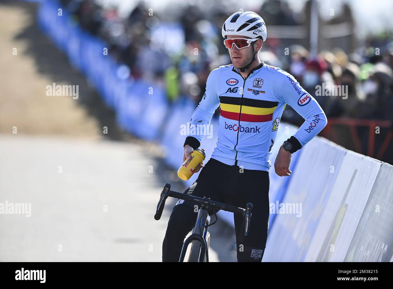 Belge Daan Soete photographié avant la course mixte Team Relay au Championnat du monde de cyclisme de cyclocross à Fayetteville, États-Unis, vendredi 28 janvier 2022. Les championnats du monde ont lieu du 28 au 30 janvier. BELGA PHOTO DAVID STOCKMAN Banque D'Images
