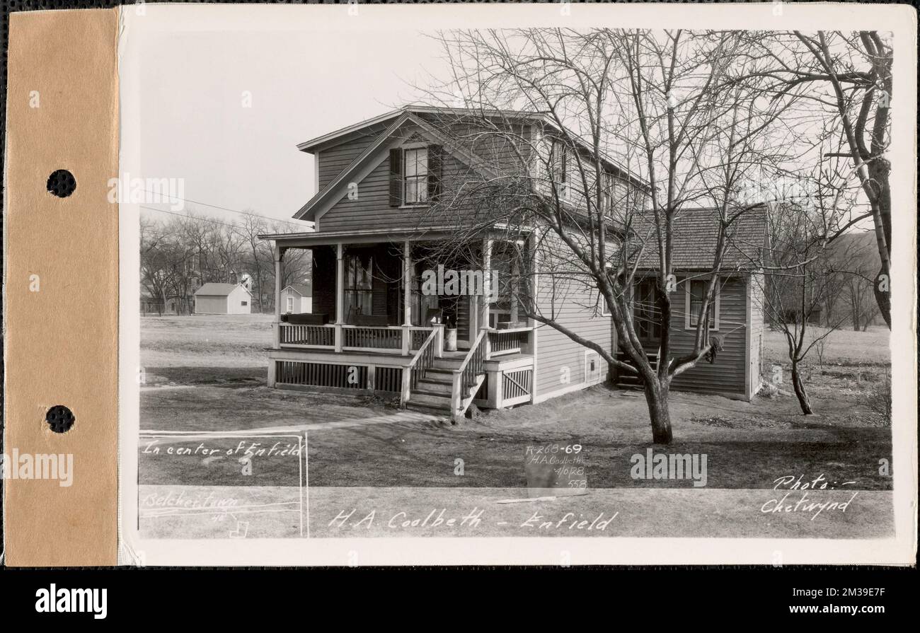 Herbert A. Coolbeth, maison, Enfield, Massachusetts, 6 avril, 1928 : Numéro de colis 268-69, Herbert A. et Rosa B. Coolbeth , ouvrages d'eau, réservoirs, ouvrages de distribution d'eau, immobilier, structures résidentielles Banque D'Images