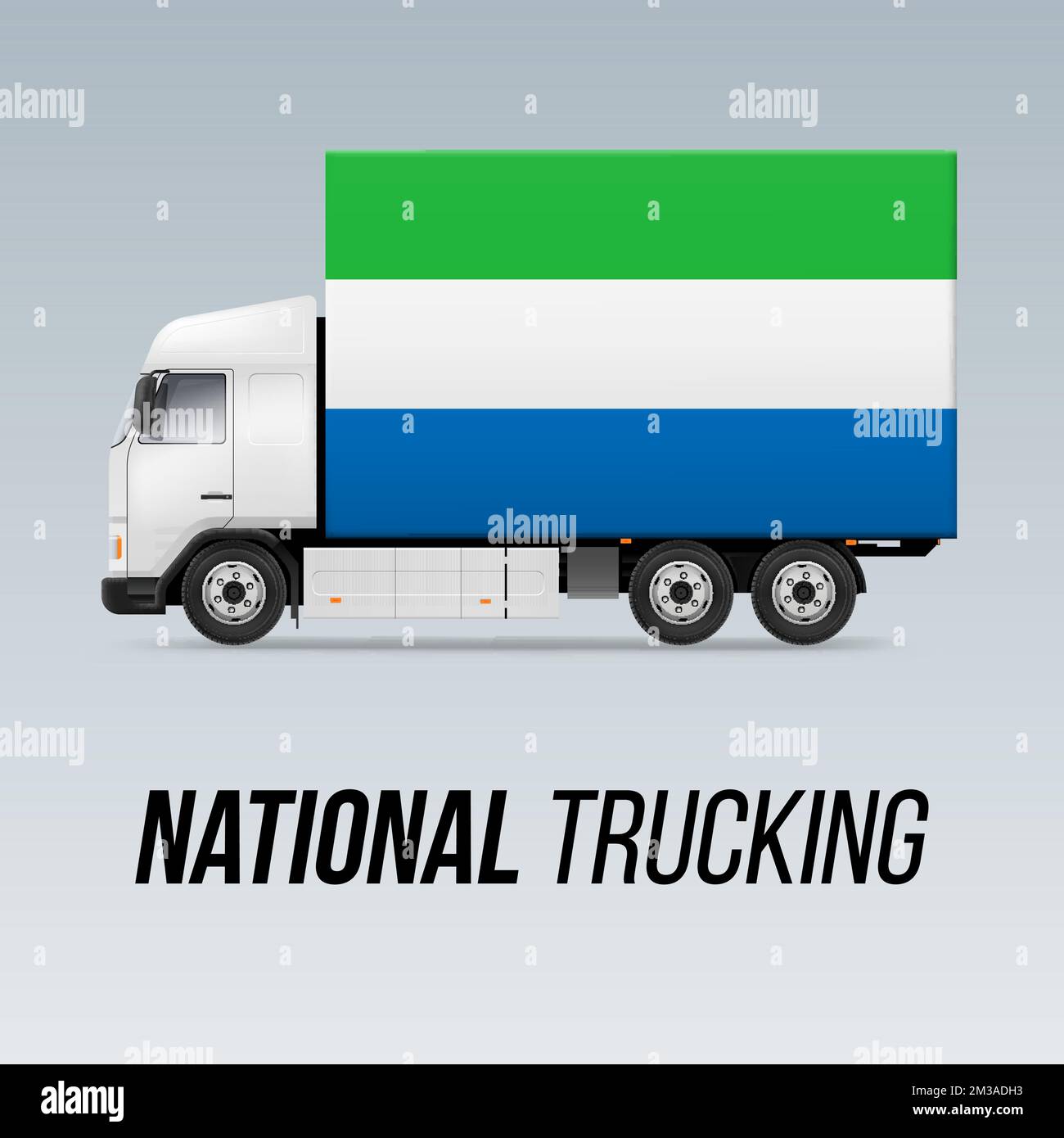 Symbole de camion de livraison nationale avec drapeau de la Sierra Leone. Couleurs de l'icône et du drapeau national Trucking Illustration de Vecteur