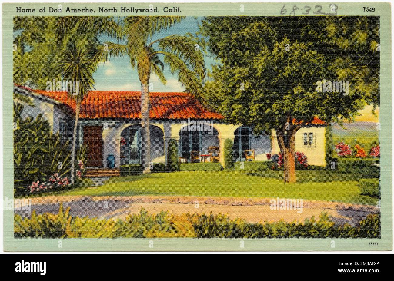 Domicile de Don Ameche, North Hollywood, Californie , Maisons, Collection des frères Tichnor, cartes postales des États-Unis Banque D'Images