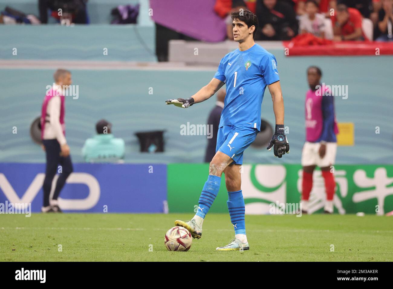 Gardien de but marocain Yassine Bounou lors de la coupe du monde de la FIFA 2022, demi-finale du match de football entre la France et le Maroc sur 14 décembre 2022 au stade Al Bayt à Al Khor, Qatar - photo : Jean Catuffe/DPPI/LiveMedia Banque D'Images