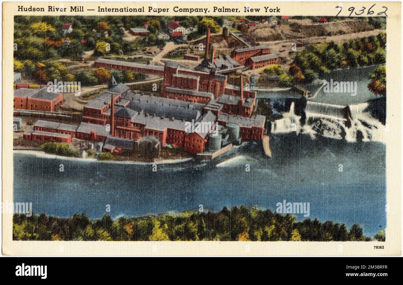 Hudson River Mill -- International Paper Company, Palmer, New York , installations industrielles, Collection Tichnor Brothers, Cartes postales des États-Unis Banque D'Images