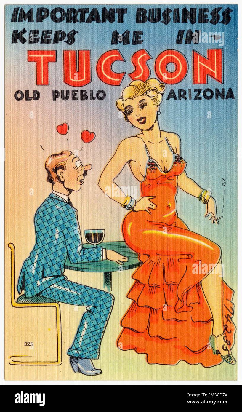 Des affaires importantes me garde à Tucson Old Pueblo, Arizona, Tichnor Brothers Collection, cartes postales des États-Unis Banque D'Images