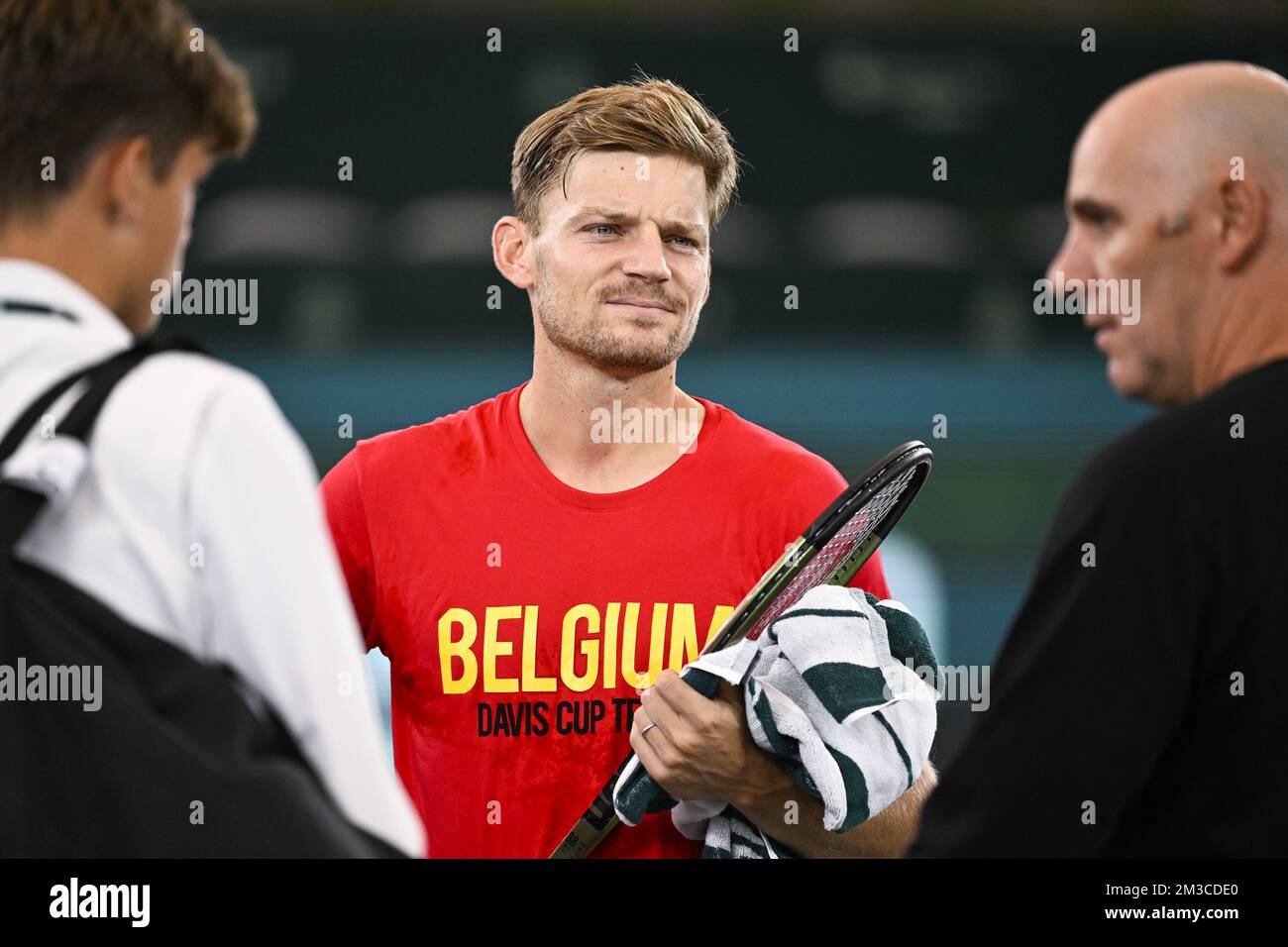 Belge David Goffin photographié lors d'une session de formation de l'équipe belge avant la phase de groupe des finales de la coupe Davis 2022, lundi 12 septembre 2022, à Hambourg, en Allemagne. La Belgique se disputera du 13 au 18 septembre contre l'Australie, l'Allemagne et la France dans le groupe C. BELGA PHOTO LAURIE DIEFFEMBACQ Banque D'Images
