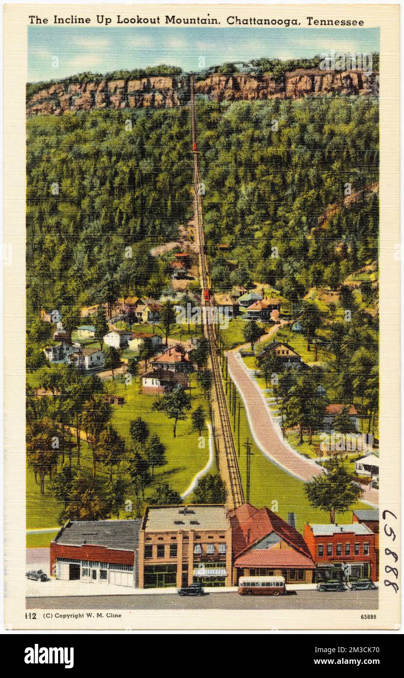 L'inclinaison vers le haut Lookout Mountain, Chattanooga, Tennessee , montagnes, Tichnor Brothers Collection, Cartes postales des États-Unis Banque D'Images