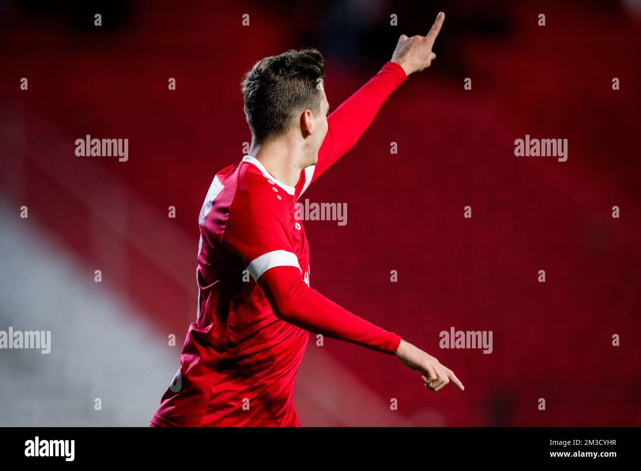 Le Pieter Gerkens d'Anvers célèbre après avoir obtenu son score lors d'un match de football entre le Royal Antwerp FC RAFC et le Sint-Truiden STVV, le vendredi 07 octobre 2022 à Anvers, un match du 11 e jour de la première division du championnat belge « Jupiler Pro League » 2022-2023. BELGA PHOTO JASPER JACOBS Banque D'Images