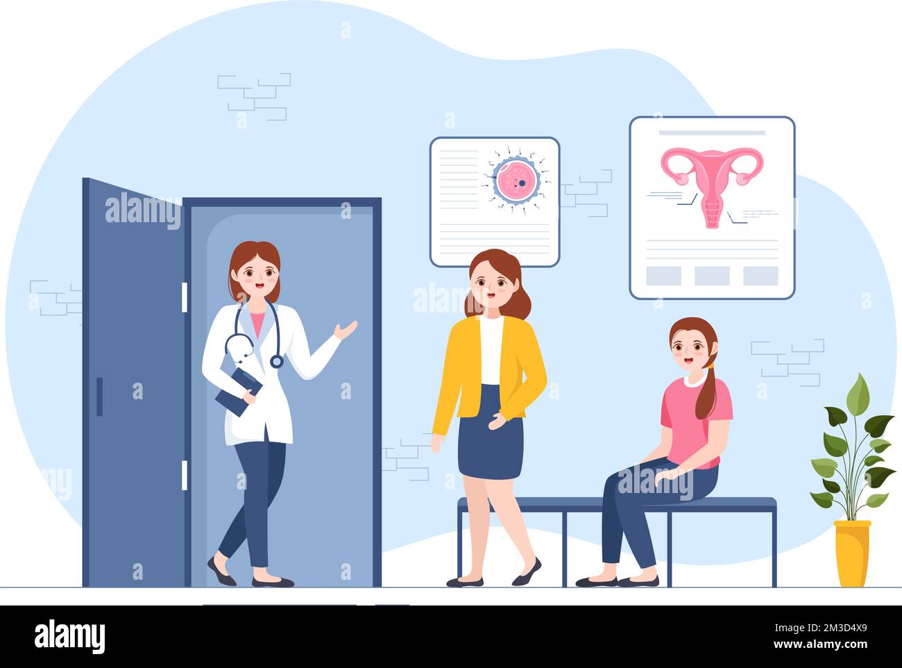 Clinique de fertilité sur le traitement de l'infertilité pour les couples et les poignées In Vitro programmes de fécondation in vitro en dessin animé à plat gabarits Illustration Illustration de Vecteur