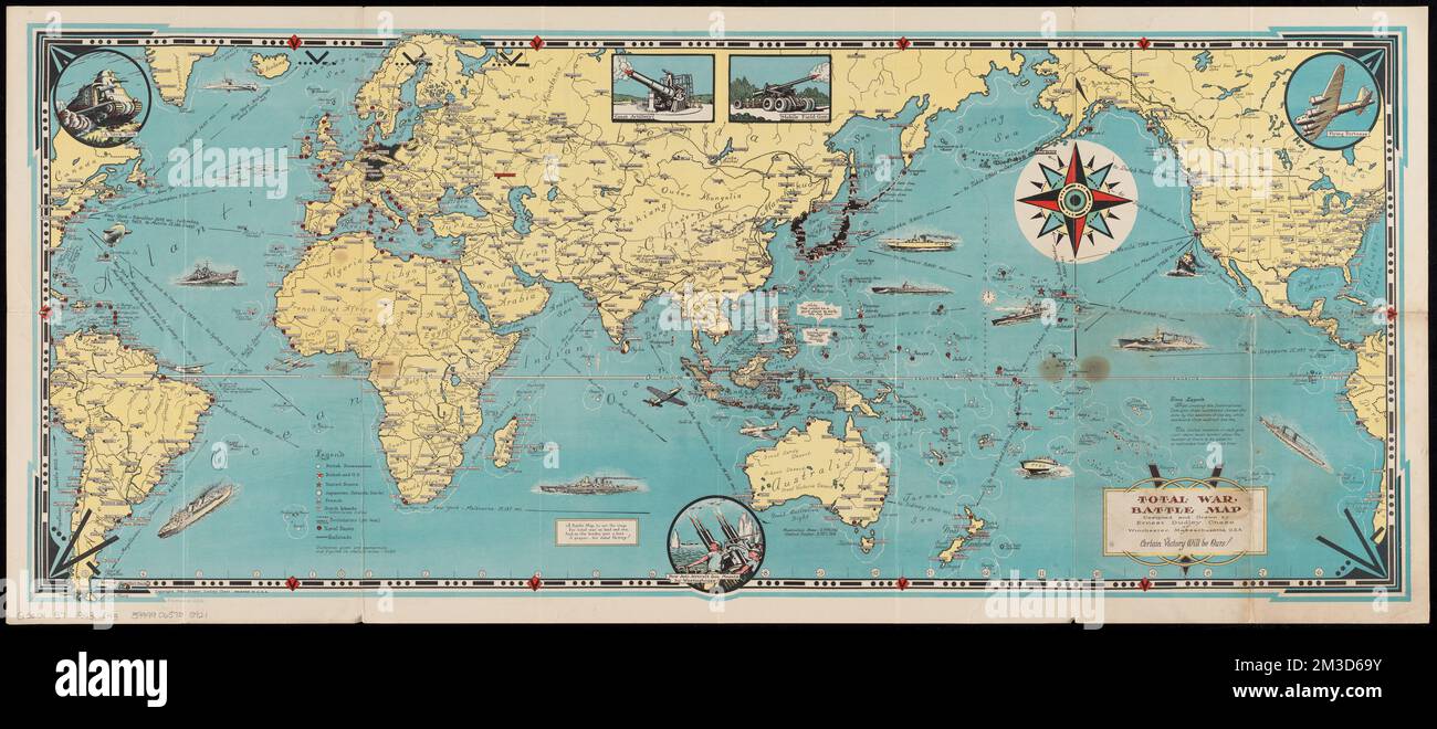 Cartes de l'invasion et de la victoire totale de la guerre : avec des décorations, des illustrations et des insignes militaires et navales , Guerre mondiale, 1939-1945, cartes, cartes du monde Norman B. Leventhal Map Center Collection Banque D'Images
