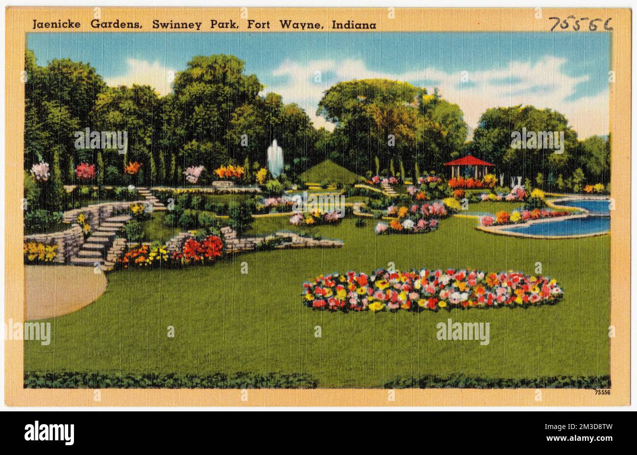 Jardins Jaenicke, parc Swinney, fort Wayne, Indiana , Parcs, Tichnor Brothers Collection, cartes postales des États-Unis Banque D'Images