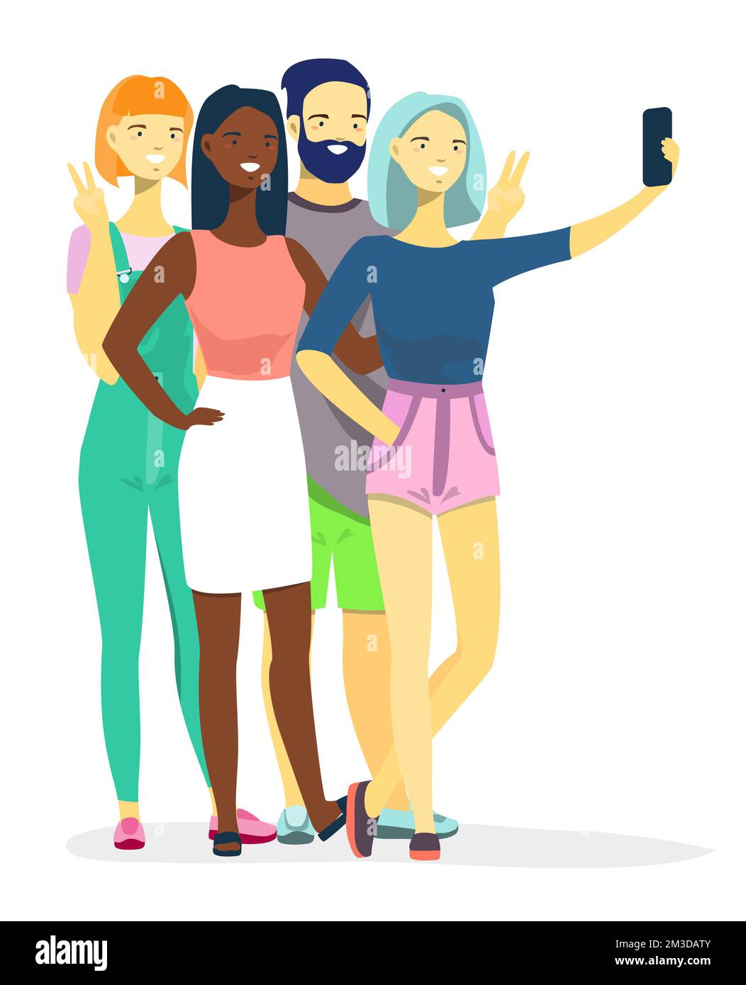 Divers groupes de personnes prennent photo selfie vecteur Illustration de Vecteur