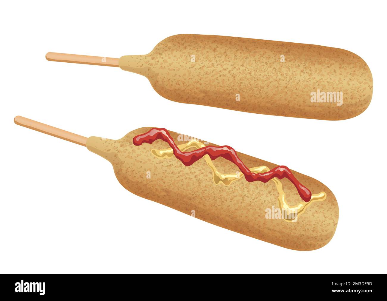 Chiens de maïs avec ketchup et Mustard Vector Illustration ensemble isolé sur Un fond blanc. Illustration de Vecteur