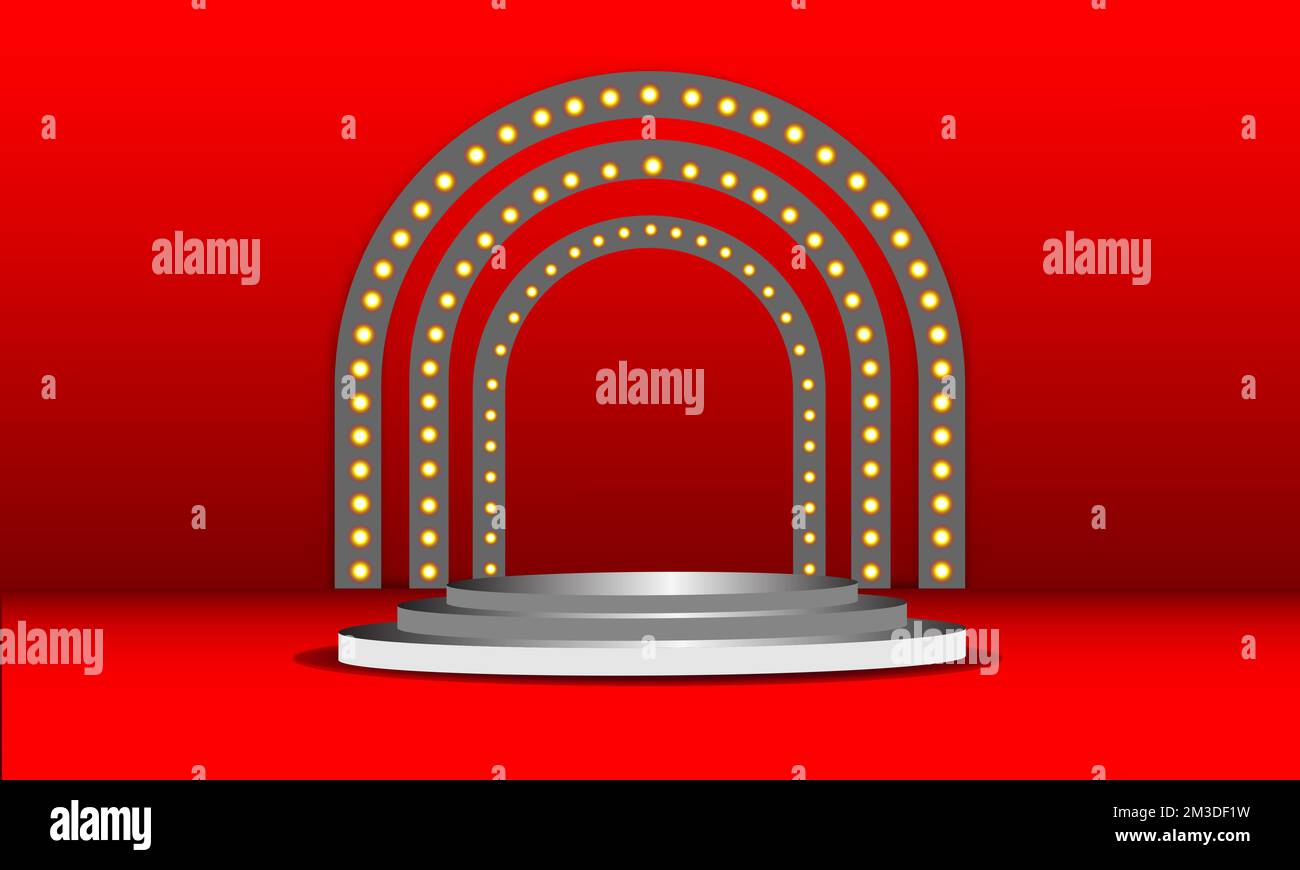 podium gris avec un spot pour le spectacle avec fond d'écran couleur rouge illustration vectorielle Illustration de Vecteur
