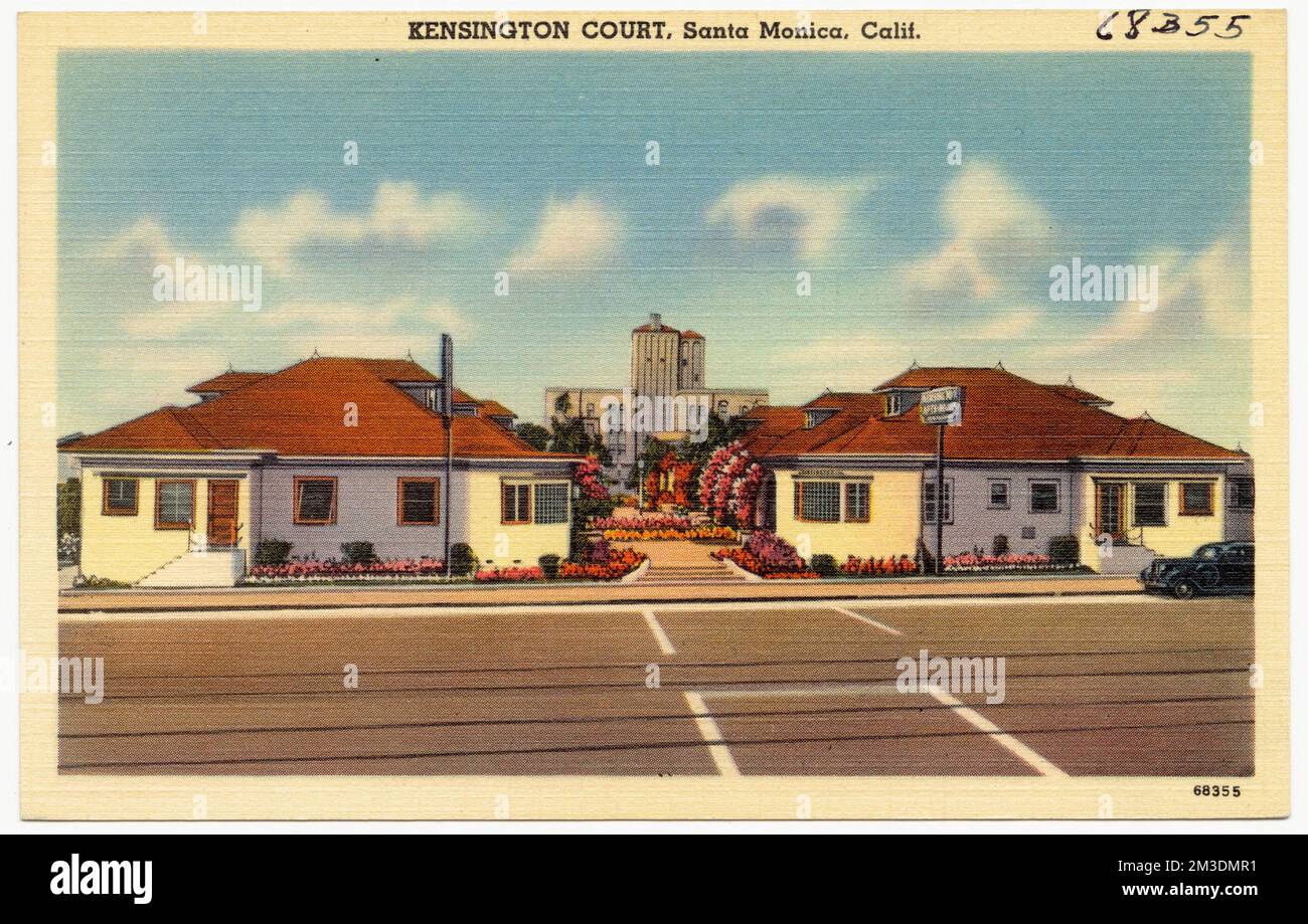 Kensington court, Santa Monica, Californie , Motels, Tichnor Brothers Collection, cartes postales des États-Unis Banque D'Images